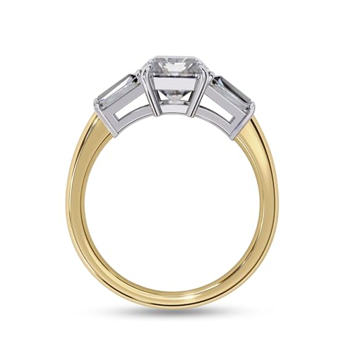 Three Stone Engagement Ring for Women, Center 8.5x6.5mm Radiant Cut Lab Created Moissanite Promise Ring in 10K / 14K Solid Gold or 925 Sterling Silver Jewelry Gift for Her4