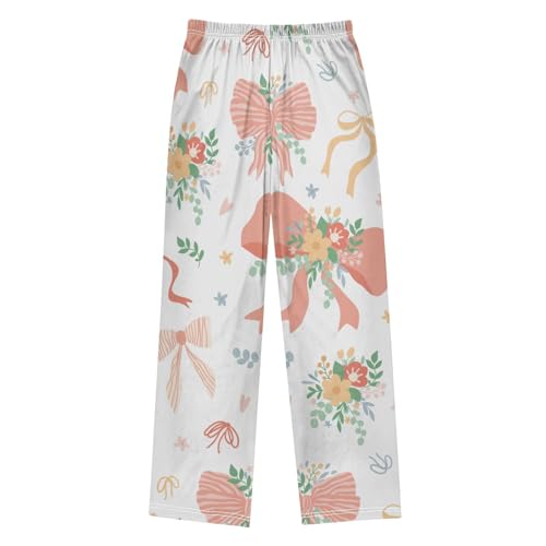 Cute Bouquet Boys Pants Boys Athletic Pants Long Pant for Boywith Pockets Wide-Leg Size 6-14Y2