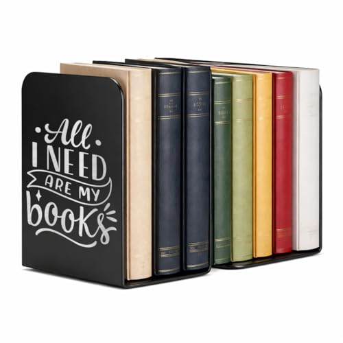 Image of 2 Heavy Duty Metal Bookends for Books | File, CD, Book Holder, & Durable Book Stand for Home, Office, School & Study Table Heavy Duty bookends (Set of 2) (All i Need are My Books)