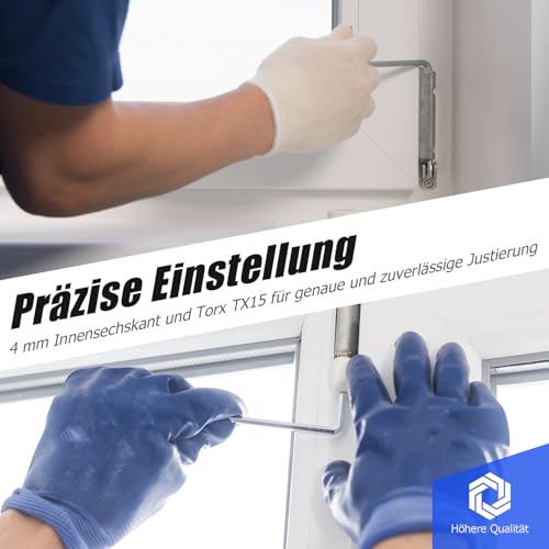 Ancable Fenster Einstellwerkzeug Set - gebogener 4mm Sechskant und Torx TX15 für vielseitige Justierung von Fensterbeschlägen