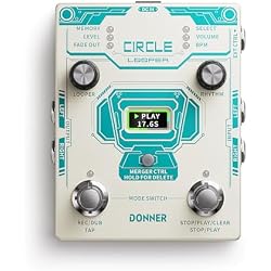 Donner Circle Looper Pedal Drum Machine, 2 in 1 Drum Looper Stereo Guitar Loop Pedals, 40 Slots 160 mins Loop with 110 Drum Grooves, Tap Tempo, Fade Out