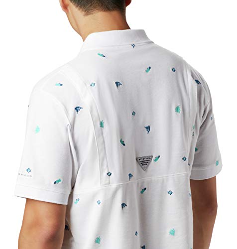 Polo PFG Columbia anti-transpiration blanc confortable en taille 2XL