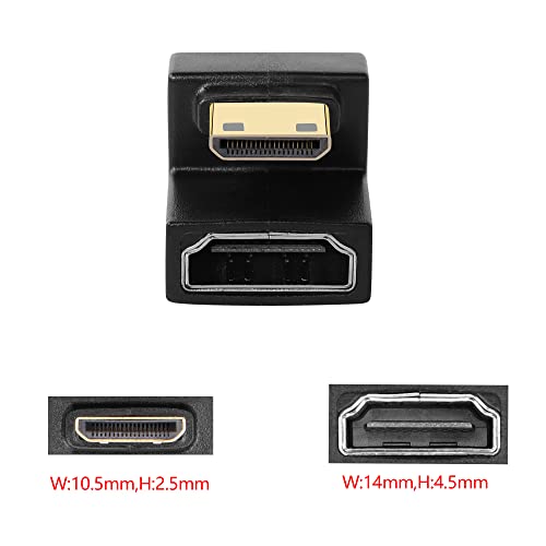 GINTOOYUN U Form Adapter Mini HDMI na HDMI 8K mini wtyczka do 180 stopni gniazda przedłużacz do aparatu, laptopa, tabletu, HDTV, projektora, 2 szt.