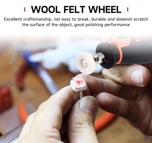 Image of Inditrust 5Pcs Wool Felt Polishing Wheel Set, T-Shaped Buffing Grinding Wheels with 3mm Shank for Rotary Tools, Metal, Jewelry, Watch, Glass & Mirror Polishing