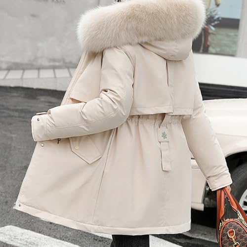 Puffer Jacket Womens Thicken Warm Parka Jacket Zip Up Shaggy Hooded Down Coat Long Tunic Outerwear Winter Coats4