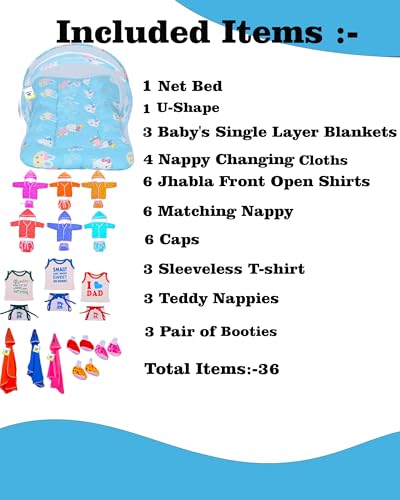 Image of Toddylon Newborn Baby Essentials Kit 36 Items Combo Set | New Born Baby Set 0-6 Months | Hospital Kit Baby Combo Pack for Boys & Girls | Maternity Hospital Bag | Soft Cotton New Born Clothes