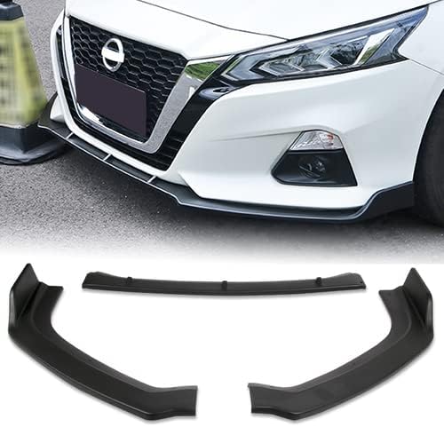 3 Pieces Front Bumper Lip Spoiler Splitter Side Body Kit Trim Protection Compatible with 2019-2021 Nissan Altima 4DR Sedan, 2020 (Painted Black)