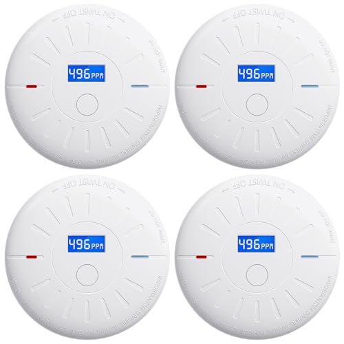4 Pack 10 Year Battery Operated Smoke Detector and Carbon Monoxide Detectors, Travel Portable...