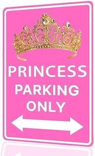 Princess Parking Only Metal Sign, Pink Crown Design, 8x12 inches, Aluminum Construction