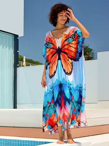 Image of NFVNKJ Women's Plus Size Beach Lounge Kaftan Maxi Dress Swimsuit Coverup for Women