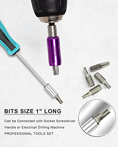 Screwdriver Bit Set Tamper Resistant Security Star Bits Set 14-Piece S2 Steel 1 Inch Long 1/4 Hex Shank With Adaptor T15 T20 T25 T30 Star Drill Bit Set #TOP3
