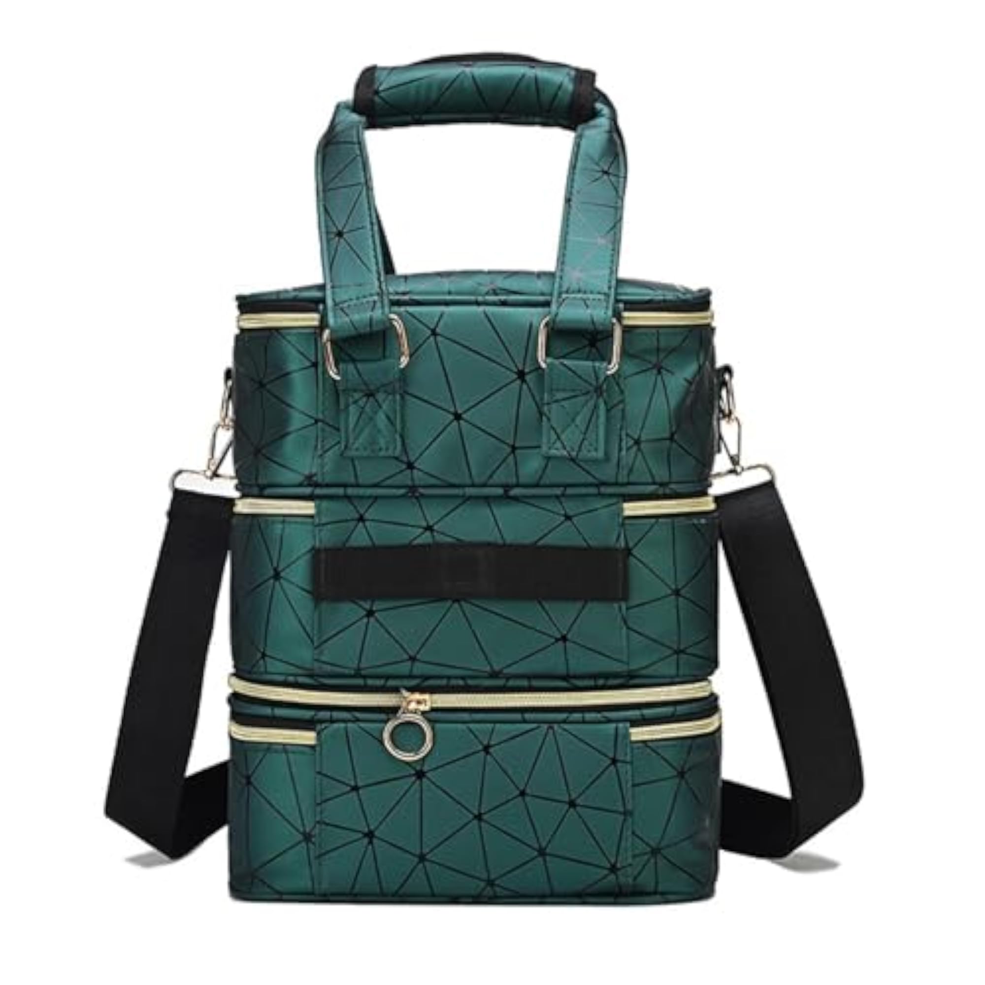Stylish Green Nail Polish Organizer with Zipper Closure