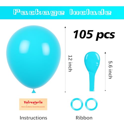 Image of Voircoloria 105pcs Peacock Blue Balloons 12inch Party Latex Balloons for Boys Girls Birthday Baby Shower Gender Reveal Wedding Sunflower Party Decorations