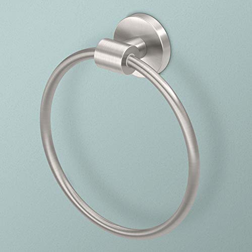 Image of Gatco 4672 Reveal Towel Ring, Satin Nickel | Wall Mount 6.63 inch Dia. Towel Holder Ring