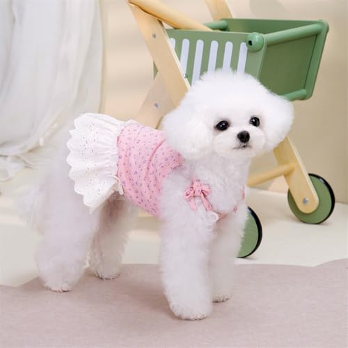 Yaopelky Dog Summer Clothes for Small Medium Dogs Cat Daisy Flower Cute Pet Dress with D-Ring Sleeveless Puppy Outfits Doggy Shirt for Shih Tzu Yorkie Chihuahua Colthe (Pink, Medium(4.4-6.6lb)) by Yaopelky - Used condition - Image 6