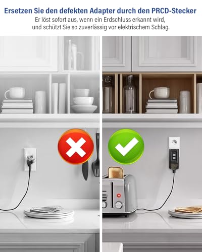 Enchufe de protección personal PRCD contra cortocircuitos por humedad e interruptor FI 230V 4