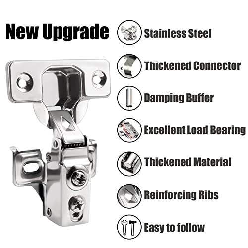 12 Pack 1/2 Inch Overlay Soft Close Cabinet Door Hinges For Kitchen Cabinet Hinges Hidden Hinge Stainless Steel Concealed Kitchen Cabinet Hinge Self Closing Screw Holes Distance Of Cup Is 45 Mm #TOP4