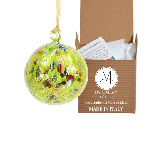 Hand Blown Small Murano Glass Ball Ornament for Christmas Tree, 3