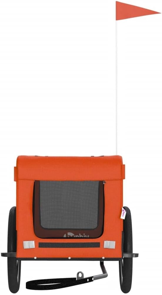 vidaXL Pet Bike Trailer Orange and Black Oxford Fabric&Iron