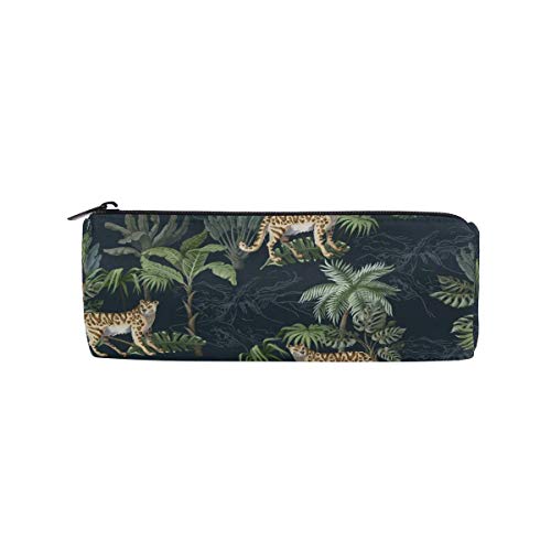 Preisvergleich Produktbild Tropischer Baum Leopard Tier Bleistift Fall Studenten Briefpapier Aufbewahrungstasche Stift Organizer Reißverschlusstasche für Mädchen Teenager Kinder