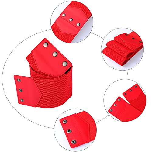 Stretchy Belt for Women 3 Pieces Elastic Snap Belt White Red Black Women Belts for Dresses Vintage Cinch Belt Elastic Waist Belt Women's Snap-button Waistband for Daily Dress Coat Costume Supplies2