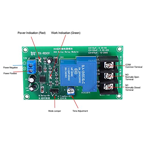 30A DC 12V Ritardo temporizzazione Modulo relè