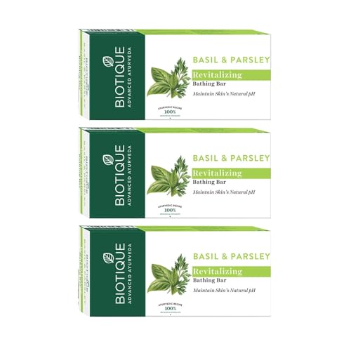 Image of Biotique Basil & Parsley revitalizing Bathing Bar 150g x 3