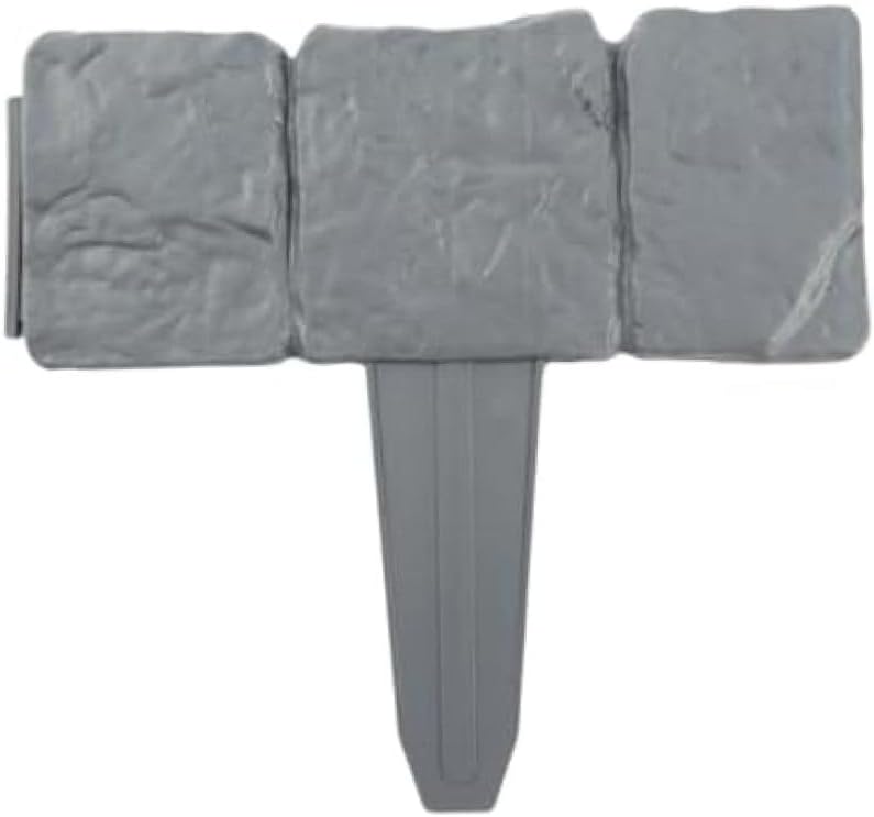 Garden Edging 20Pcs Dark Grey Cobbled Stone Effect Flower Bed Edging with Ground Anchors Decorative Protective Lawn Border for Landscaping - for Landscaping