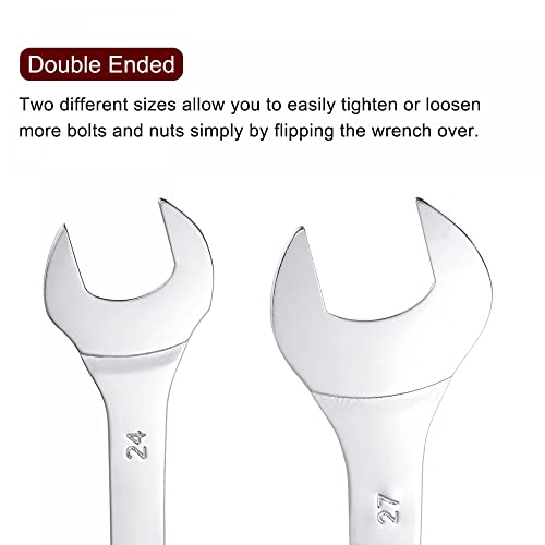 Clé à extrémité ouverte pour serrage difficile acier carbone 24x27mm uxcell