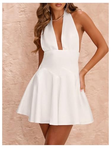 Floerns Women's Elegant Halter Neck Mini Dress Sleeveless Formal Prom A Line Dresses4