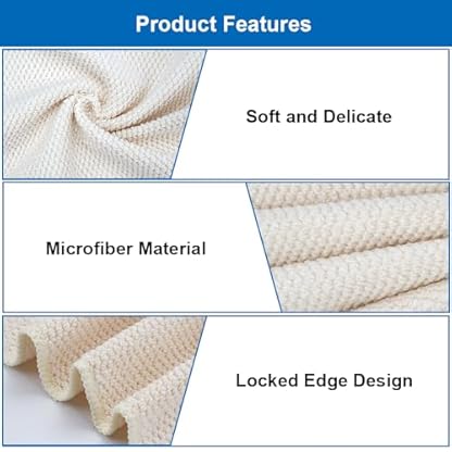 6 Stück Geschirrtücher Waffelstruktur,30 x 30 cm Baumwolltuch Reinigung,Weiche Spüllappen Putzlappen Baumwolle,Saugfähige Spültücher Küche,Beige Geschirrhandtücher,für Haushalt, Küche, Geschirr – Bild 4