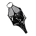 Produktbild Milisten Womens Wet Look Leder Neckholder Body Reißverschluss Schritt Mesh Patchwork Catsuit Clubwear Paar Cosplay Anzug - Größe 2XL (Schwarz)