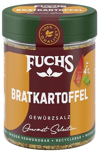 Fuchs Gourmet Selection Klassisch/Heimisch – Bratkartoffel Gewürzsalz, nachfüllbares Kartoffel Gewürz, Salz zum Würzen von Brat- & Ofenkartoffeln, Pommes Frites & Co, vegan, 70 g