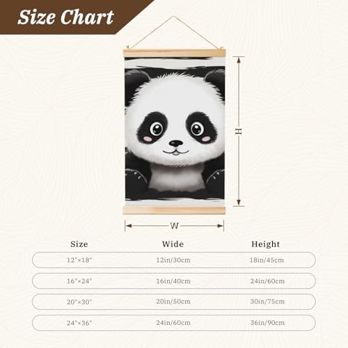 Toile panda noir et blanc prête à suspendre pour masquer un mur vide