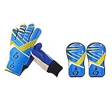 WINOMO Torwart Ausrüstung Set Goalie Pads Fangen Handschuh Blocker Kid Sport Goalie Set Goalie Handschuhe Schutz Blau Fußball Schutz Getriebe Set für Kinder Fußball Protector M