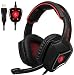 Sades Spirit Wolf USB 7.1 Surround Sound Gaming Headset with Mic LED Lights for PC (Black Red)
