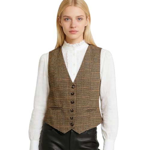 Veste vintage à carreaux sans manches pour femme idéale pour superposer vos tenues