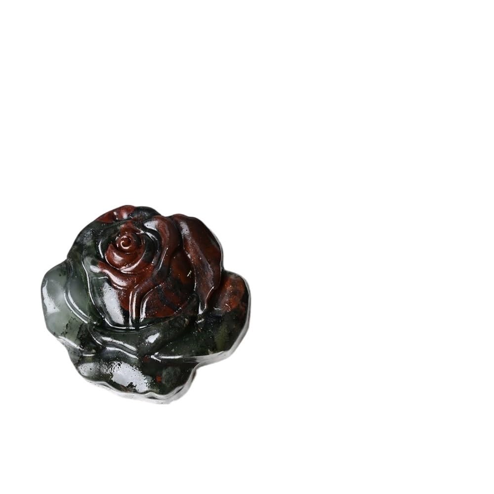 HUFFA Natural Bloodstone Rose Flower Carving DIY Pendant Crystal Piece