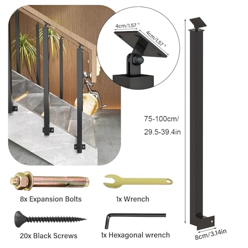 Poteaux de balustre carrés réglables à support 270° pour rampe - 4
