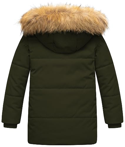 Image of CREATMO US Boy's Sherpa Long Parka Winter Coat Thicken Water Repellent Puffer Jacket With Removable Faux Fur Hood