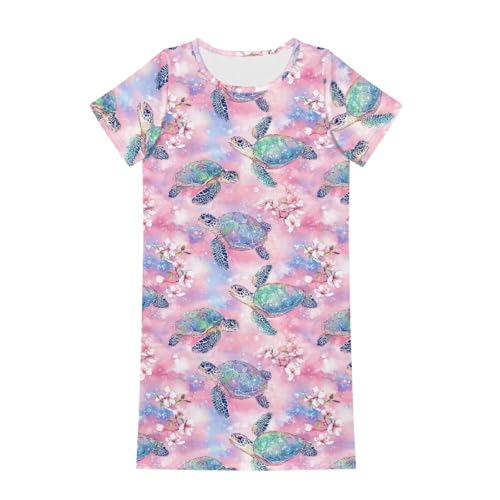 Girl Axolotl Star Dress Causal Short Sleeve Swing Dress for Kids Summer Cute Dresses Loose Axolotl Clothes4