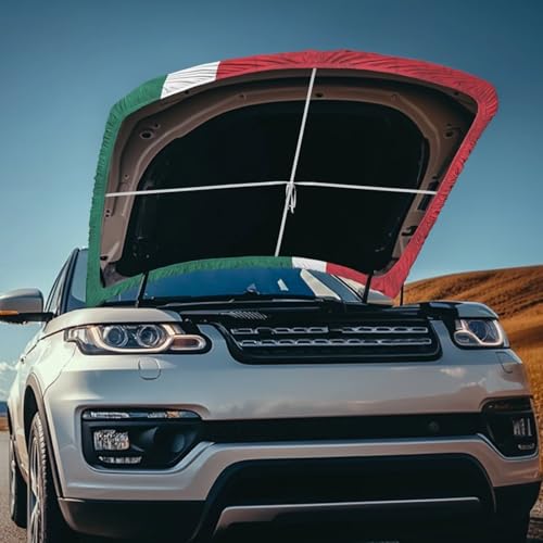 Image of Car Hood Cover Stretchable Car Hood Wrap Blanket Mexican Flag Waterproof Auto Decorative Accessories for Compact Sedan SUV Truck Minivan (59x39 Inch)