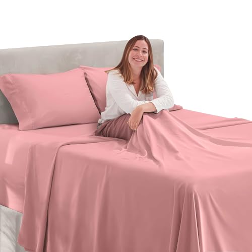 Image of Hearth & Harbor Extra Deep Pocket Full Sheet Set, Pink Clay