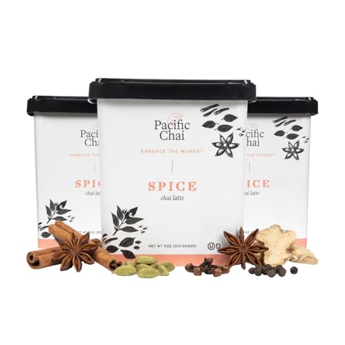 Pacific Chai Spiced Chai Latte Mix, Instant Chai Tea Latte Drink Mix, Gluten Free, Kosher Certified Powder Beverage, Café Style Chai Latte, 9 oz (Pack of 3)