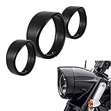 INNOGLOW 7' Motorcycle Headlight and 4.5' Auxiliary Lights Decorate Trim Rings Visor Sets Black for...