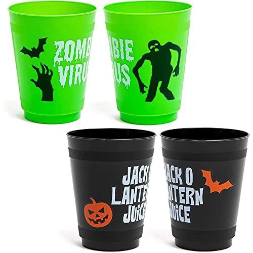 Halloween Plastic Party Cups, Witches Brew, Zombie Juice, Devil's Delight, Jack O Lantern Juice (16 Oz, 24 Pack) #TOP5