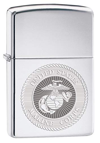 Zippo Lighter: USMC Marine Corps Engraved Seal - High Polish Chrome 80154