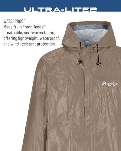 FROGG TOGGS Men's Ultra-lite2 Waterproof Breathable Rain Jacket, Khaki, M - Image 4