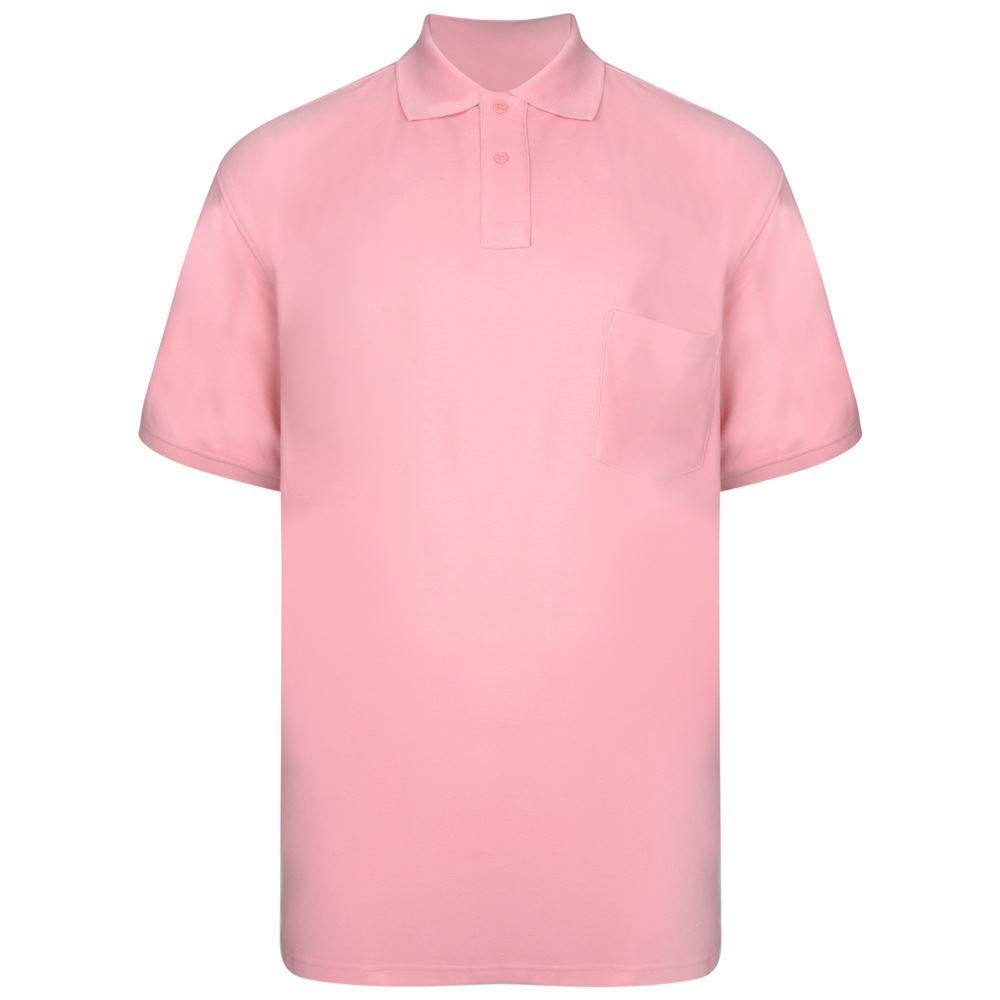 Kam Men's Pink Big Size Poly Cotton Plain Pique Polo Shirt With Pocket (501) In In 4XL