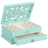 SONGMICS Girls Jewelry Box Wooden Flower...
